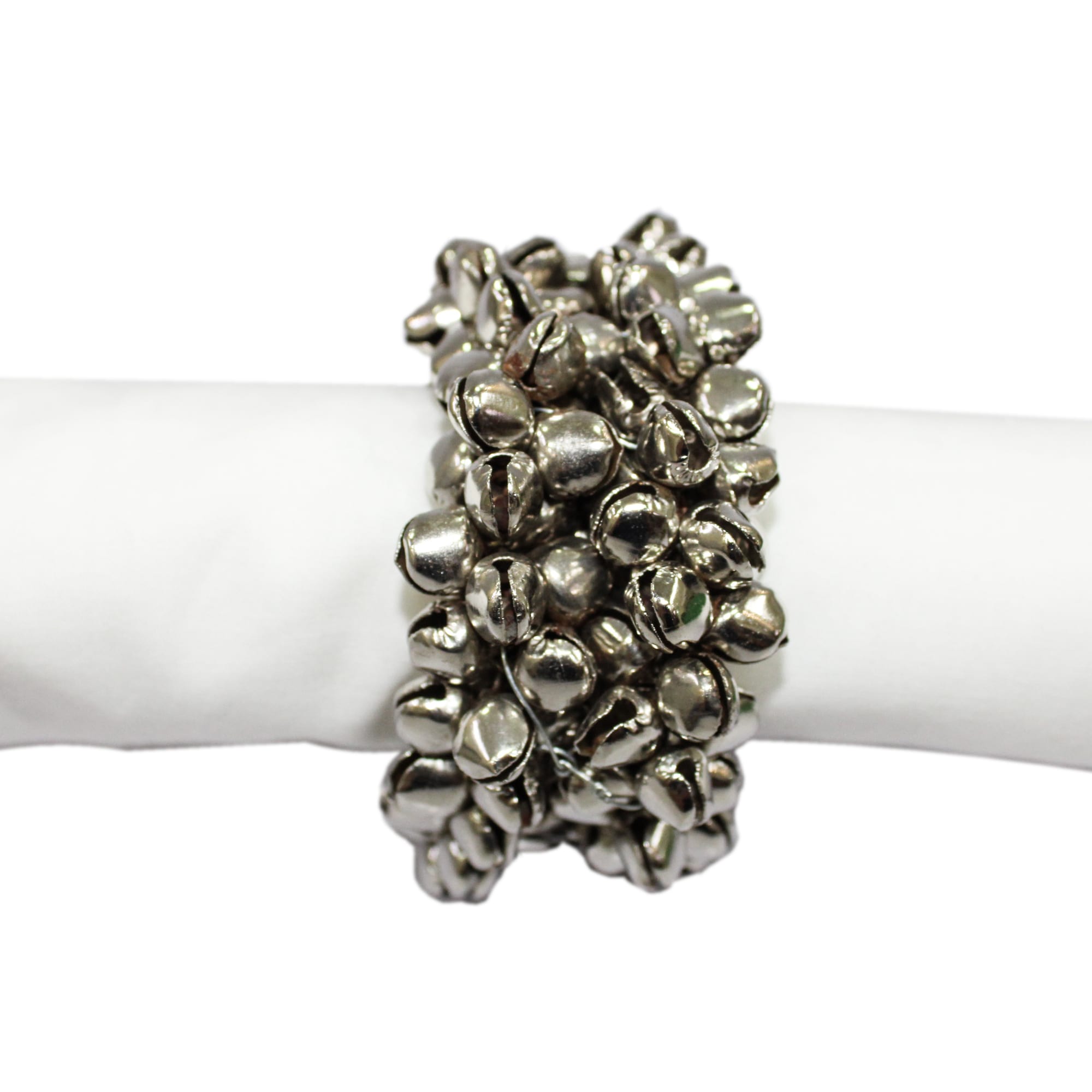 Silver Jingle Bells Napkin Rings Set of Four